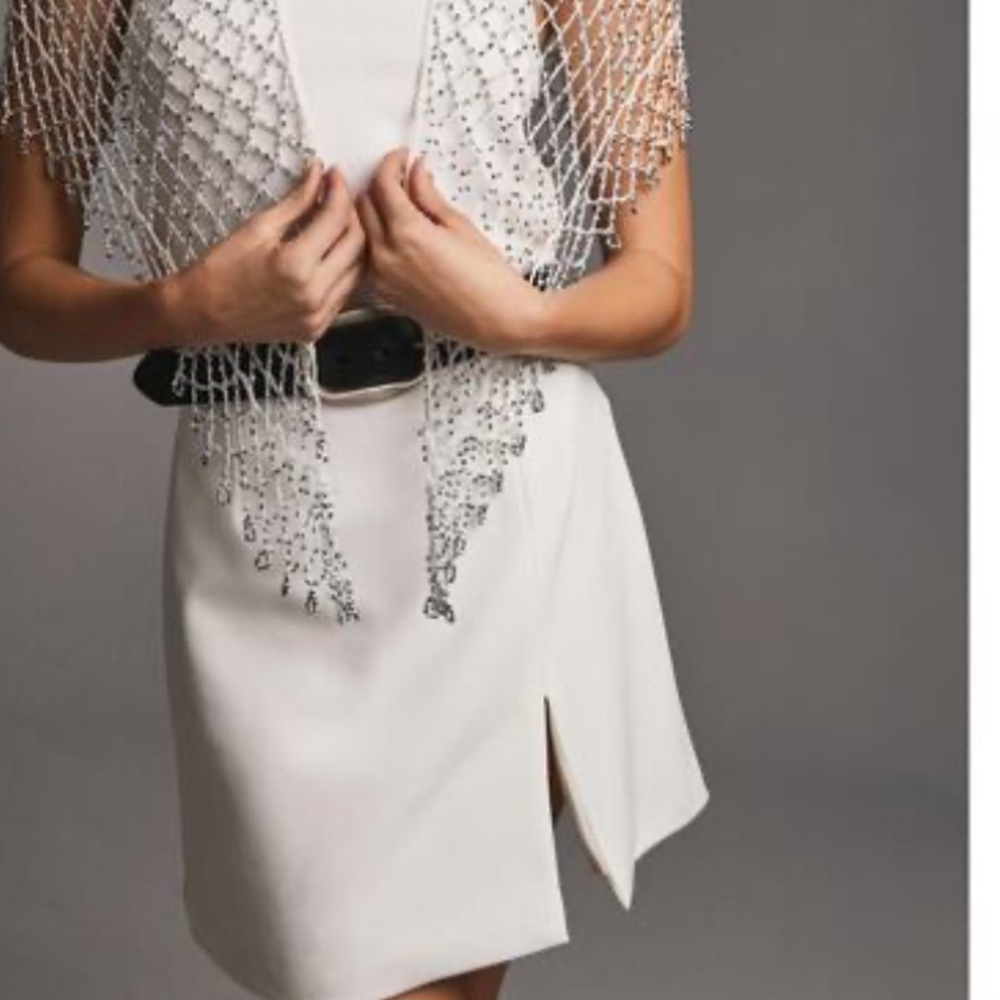 Bridal HUTCH Anthropologie High Slit Micro Mini White Cream Skirt Sz XL Zipper
